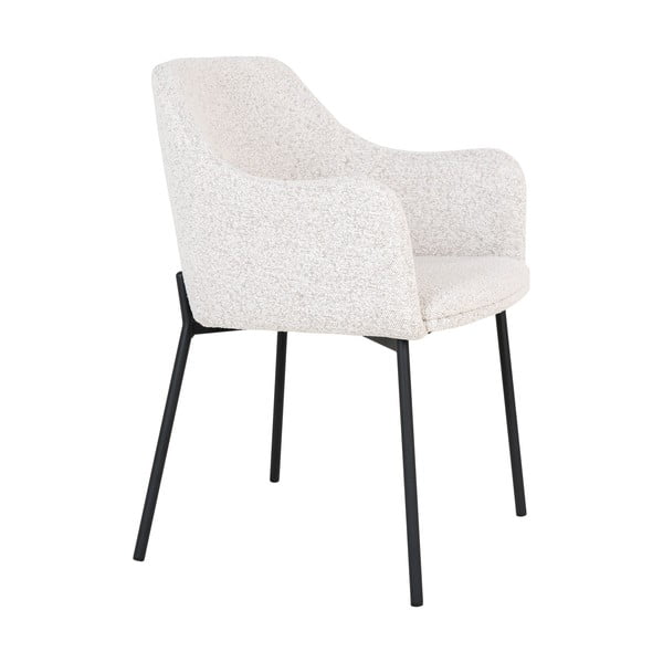 Balts polsterēts ēdamistabas krēsls ar roku balstiem Melilla – House Nordic-image-3