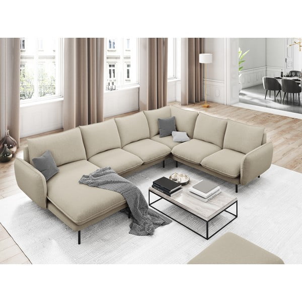 Bēšs U veida dīvāns Cosmopolitan Design Vienna, labais stūris-image-1
