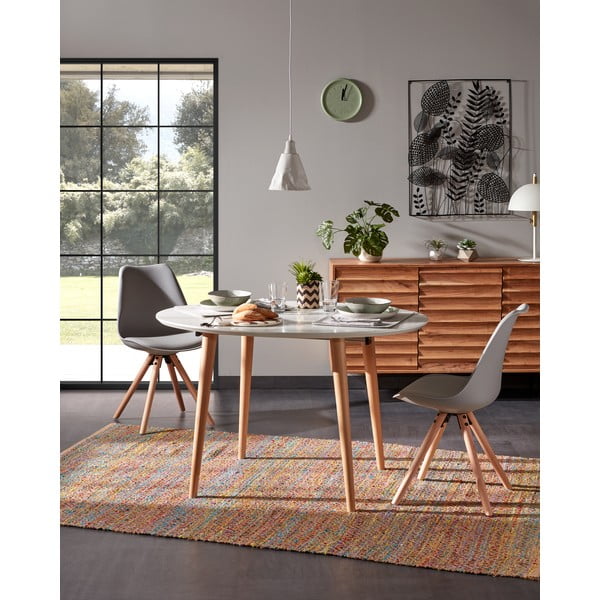 Balts izvelkams ēdamgalds ar baltu galda virsmu 90x120 cm Oqui – Kave Home-image-1