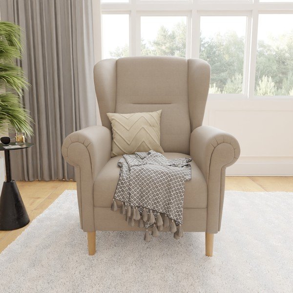 Gaiši brūns atpūtas krēsls ar atzveltni Swan – Ropez-image-1