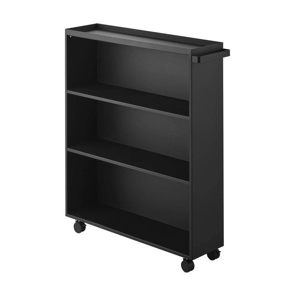 Melns metāla plaukts uz riteņiem 59x70x16 cm Tower – YAMAZAKI