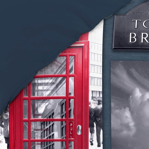 Tumši zila vienguļamā kokvilnas gultas veļa 140x200 cm City London – douceur d'intérieur-image-3