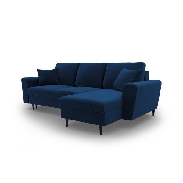 Zils samta salokāms stūra dīvāns ar uzglabāšanas vietu Kyoto – Cosmopolitan Design-image-4