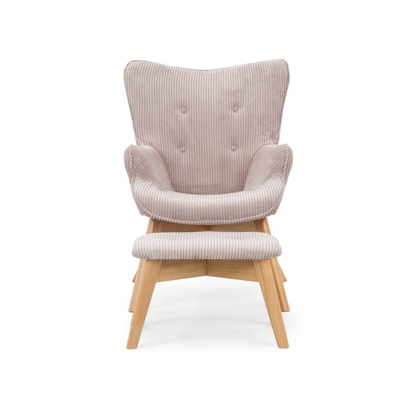 Gaiši rozā velveta atpūtas krēsls ar kāju balstu Niko – Ropez-image-3