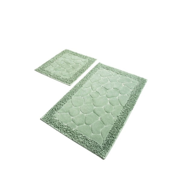 Gaiši zaļi vannas istabas paklājiņi (2 gab.) 100x60 cm Stone – Foutastic