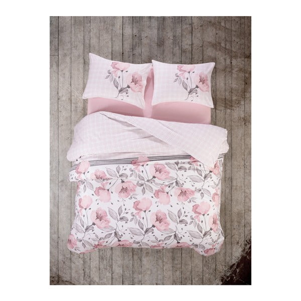 Ranforce kokvilnas gultas pārklājs divguļamai gultai Juana Pink, 200 x 220 cm