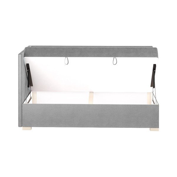 Pelēka stūra bērnu gulta ar veļas kasti ar matraci 90x200 cm Flexi – Ghado-image-4