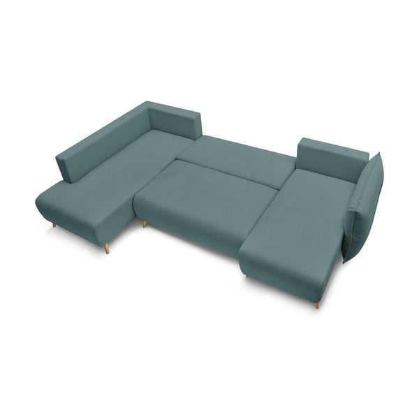 Tirkīzzils salokāms stūra dīvāns (ar kreiso stūri/"U" veida) Nessa – Bobochic Paris-image-4
