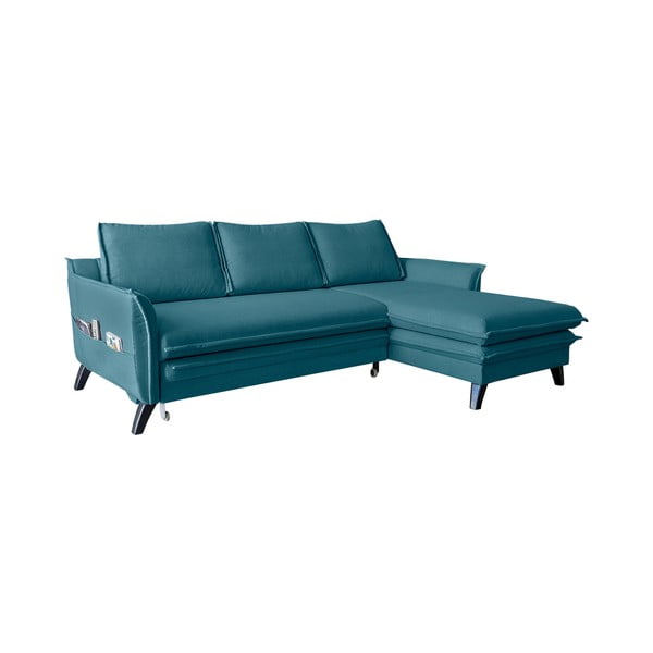 Tirkīza zils izlaižams stūra dīvāns Miuform Charming Charlie, labais stūris