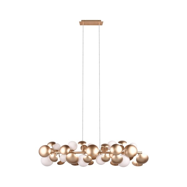 Balta/zelta krāsas piekaramā lampa ar stikla abažūru Bubble – Trio Select
