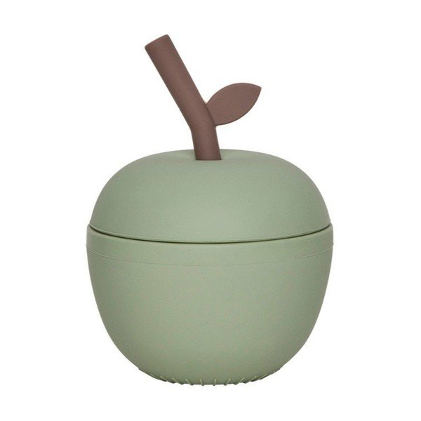 Zaļa silikona bērnu krūze Apple – OYOY Mini