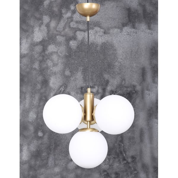 Balta/zelta krāsas piekaramā lampa ar stikla abažūru ø 15 cm Hector – Squid Lighting-image-2