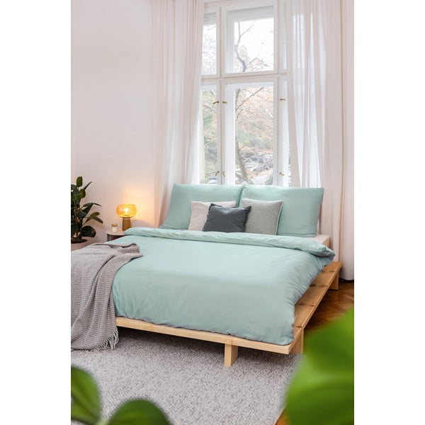 Zaļa vienguļamā gultas veļa no mikrosatīna 140x200 cm Basic – Bonami Essentials-image-4