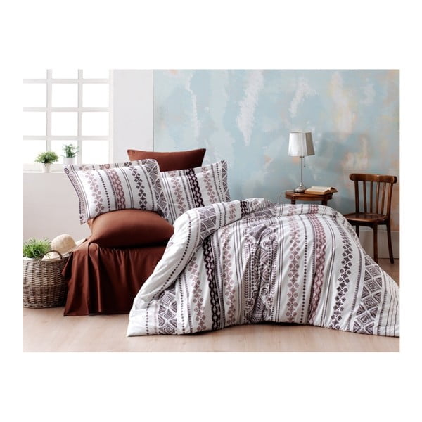 Ranforce kokvilnas gultas pārklājs divguļamai gultai Zaur Brown, 160 x 220 cm