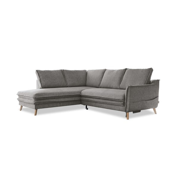 Pelēks salokāms stūra dīvāns (ar kreiso stūri) Charming Charlie – Miuform
