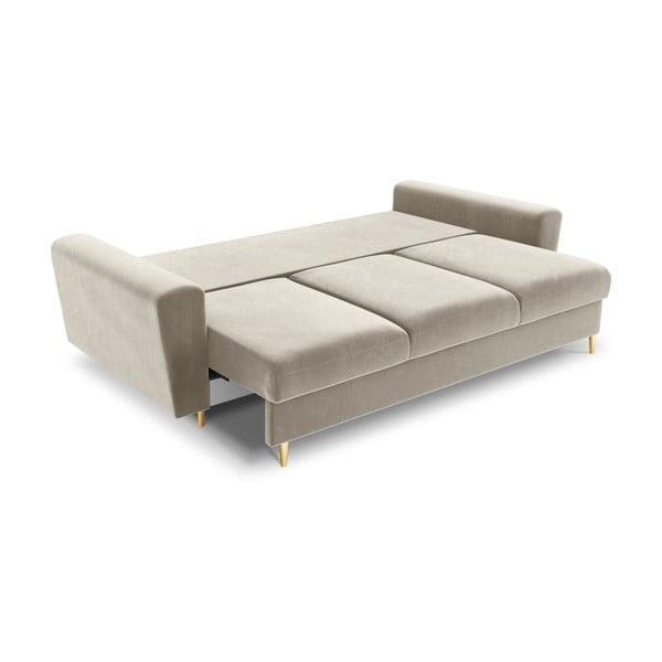 Bēšs samta salokāms dīvāns ar uzglabāšanas vietu 235 cm Kyoto – Cosmopolitan Design-image-2