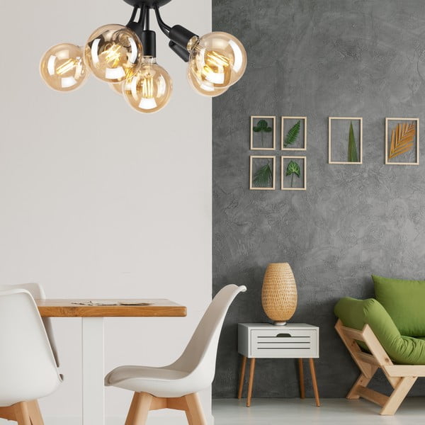 Melna griestu lampa bez abažūra Viggo – LAMKUR-image-2