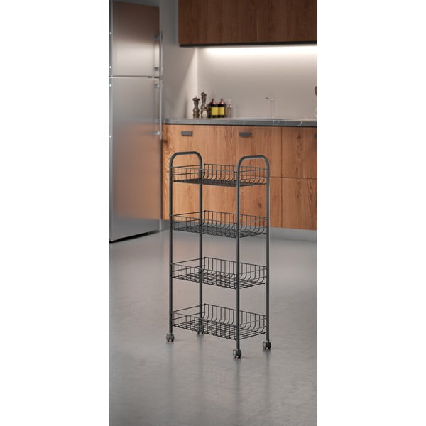 Melns pārvietojams metāla plaukts 41x84 cm Ascona – Metaltex-image-3