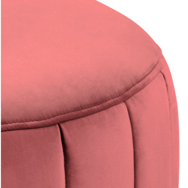 Koraļļu rozā samta pufs Actona Doria, ⌀ 60 cm-image-2
