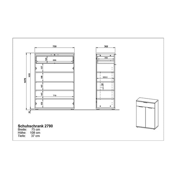 Apavu skapis ar atvilktnēm un ozolkoka imitāciju Fremont – Germania-image-4