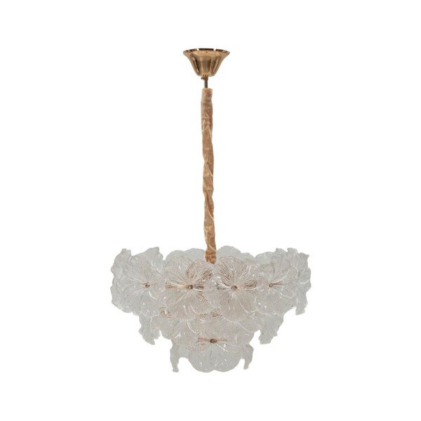 Zelta krāsas metāla piekaramā lampa ar stikla abažūru ø 47 cm Ibiscus – Mauro Ferretti