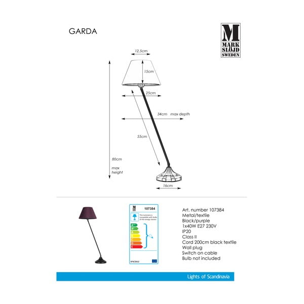Melna un violeta galda lampa Markslöjd Garda-image-2