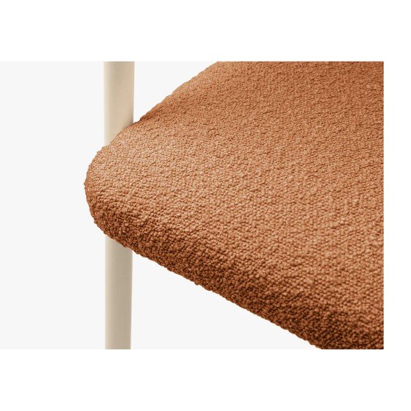 Oranžs/krēmkrāsas polsterēts ēdamistabas krēsls ar roku balstiem Lea – Micadoni -image-3