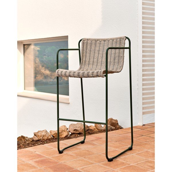 Dūmakaini zaļš metāla dārza bāra krēsls Maurina – Kave Home-image-1