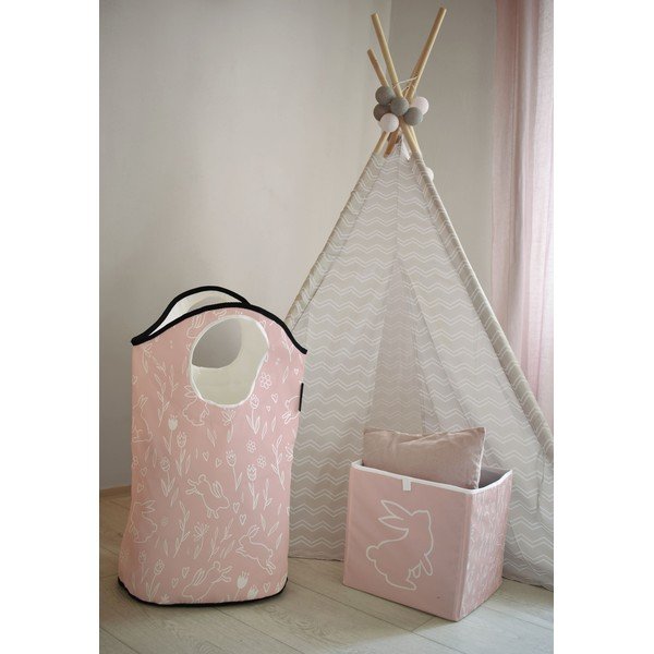 Rozā auduma bērnu glabāšanas kaste Sweet Bunnies - Butter Kings-image-1