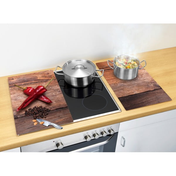 Plīts aizsargplāksnes no rūdīta stikla (2 gab.) 52x30 cm Pepper – Allstar-image-1