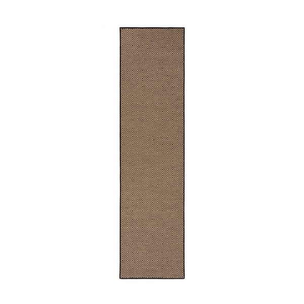 Melns/dabīga toņa džutas celiņa paklājs 60x230 cm Diamond – Flair Rugs