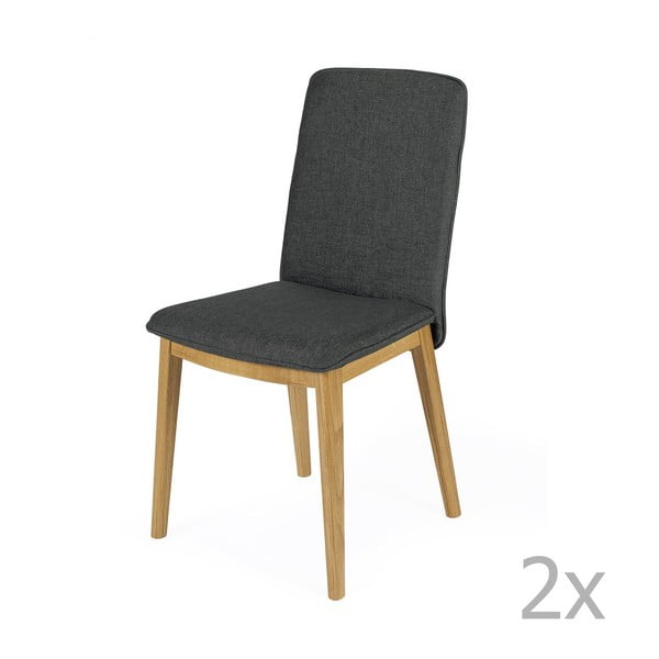 2 ēdamistabas krēslu komplekts ar ozolkoka pamatni Woodman Adra Dark Half