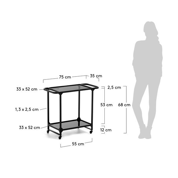Melni metāla ratiņi Kave Home Duilia-image-4