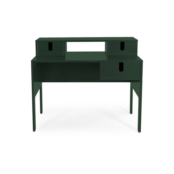 Tumši zaļš darba galds ar 3 atvilktnēm Tenzo Uno