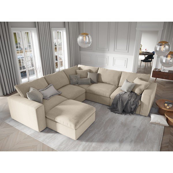 Bēša modulārā dīvāna divpusējā stūra daļa Windsor & Co Sofas Galaxy-image-4