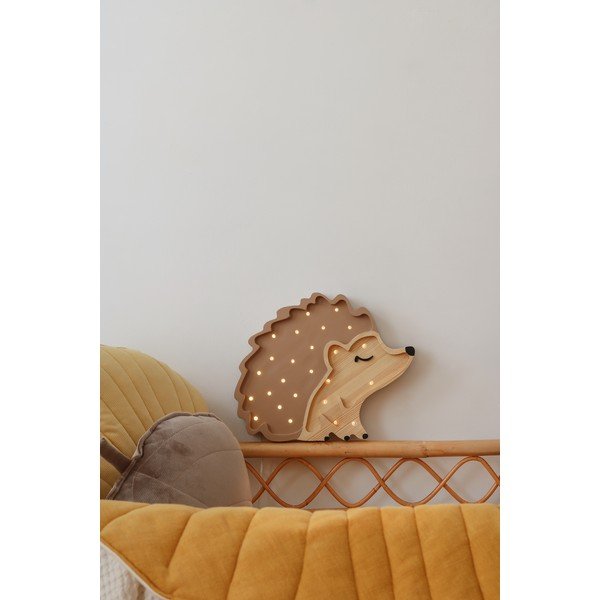 Brūna galda lampa no priedes koka Little Lights Hedgehog, platums 30 cm-image-1