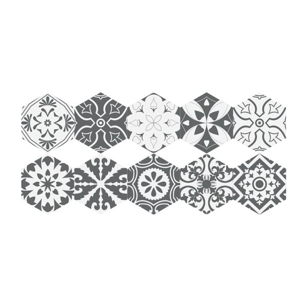 10 grīdas uzlīmju komplekts Ambiance Hexagons Rosito, 20 x 18 cm