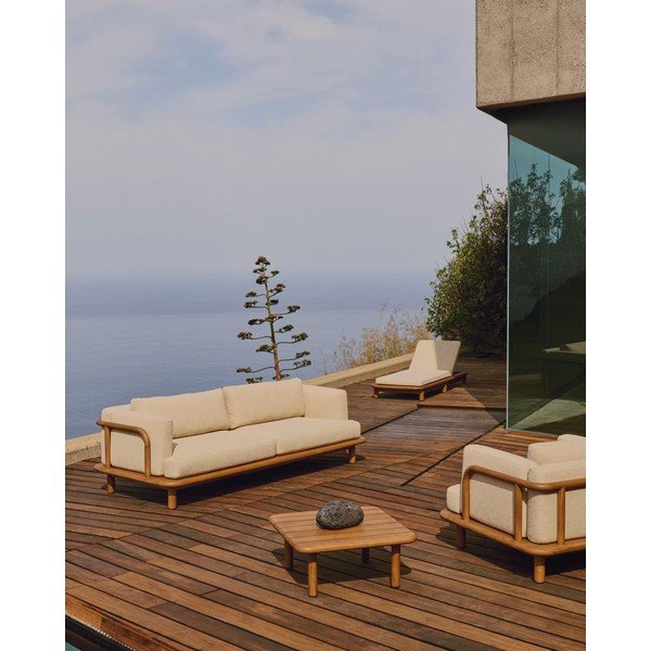 Bēšs/dabīga toņa tīkkoka masīvkoka dārza dīvāns Turqueta – Kave Home-image-4