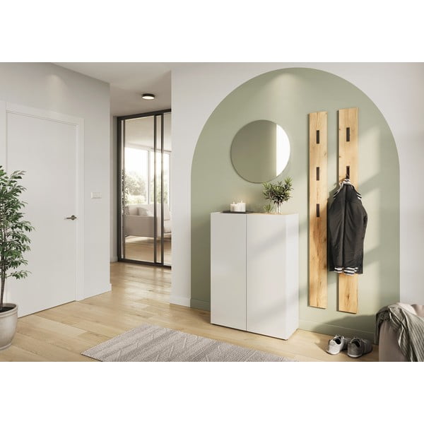 Balta priekšnama iekārta ar ozolkoka imitāciju 104x200x33 cm Alviano – Germania-image-2