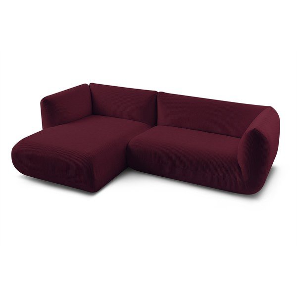 Bordo sarkans velveta stūra dīvāns (kreisais stūris) Lecomte – Bobochic Paris-image-4