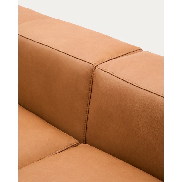 Brūns ādas stūra dīvāns (ar labo stūri/ar zvilni) Blok – Kave Home-image-4