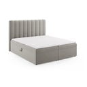 Pelēka atsperu gulta ar veļas kasti 180x200 cm Gina – Milo Casa