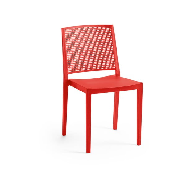 Sarkans plastmasas dārza krēsls Grid – Rojaplast