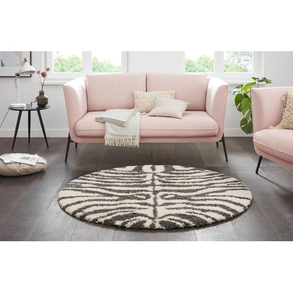 Pelēks/bēšs apaļš paklājs ø 160 cm Striped Animal – Ragami-image-1