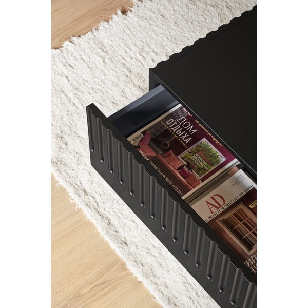 Melns žurnālu galdiņš ar 2 atvilktnēm Teulat Doric-image-2