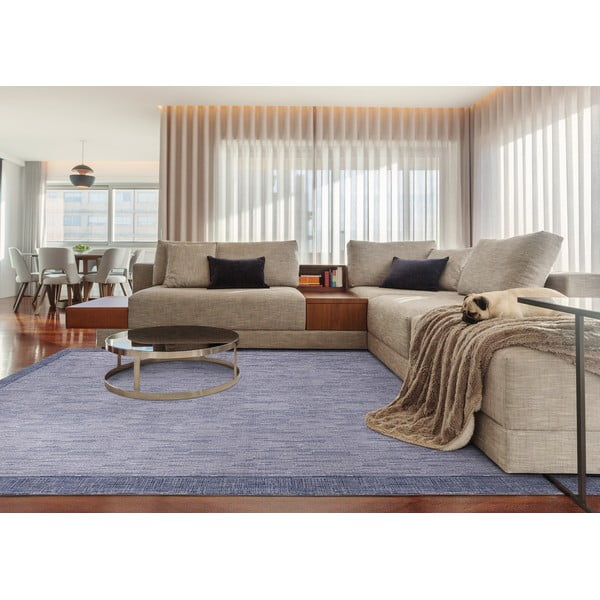 Tumši zils vilnas paklājs 200x300 cm Linea – Agnella-image-1