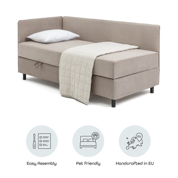 Pelēkbrūna polsterēta vienvietīga gulta ar veļas kasti un matraci 90x200 cm Avela – Bonami Selection-image-4