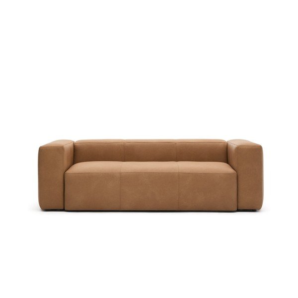 Brūns ādas dīvāns 240 cm Blok – Kave Home