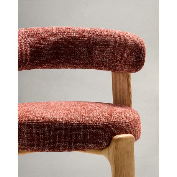 Terakotas oranžs/gaiša dabīga toņa oša masīvkoka bāra krēsls (sēdekļa augstums 75 cm) Granite – Kave Home-image-2