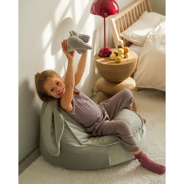 Piparmētru zaļš samta bērnu sēžammaiss Bunny – Wigiwama-image-1